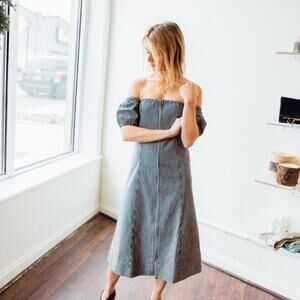 Apiece Apart - Blue Isla Mujeres Off‎ The Shoulder Denim Dress NEW